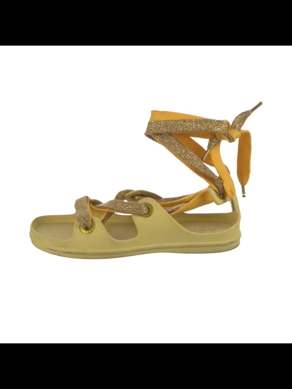 Acne Studio Yellow and Gold Lace-Up Women's Sandal